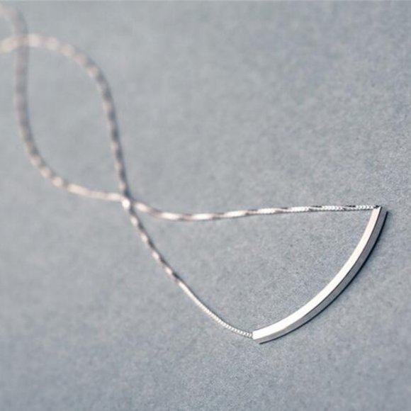 NEW 925 Sterling Silver Simple Bar Necklace - Picture 5 of 8